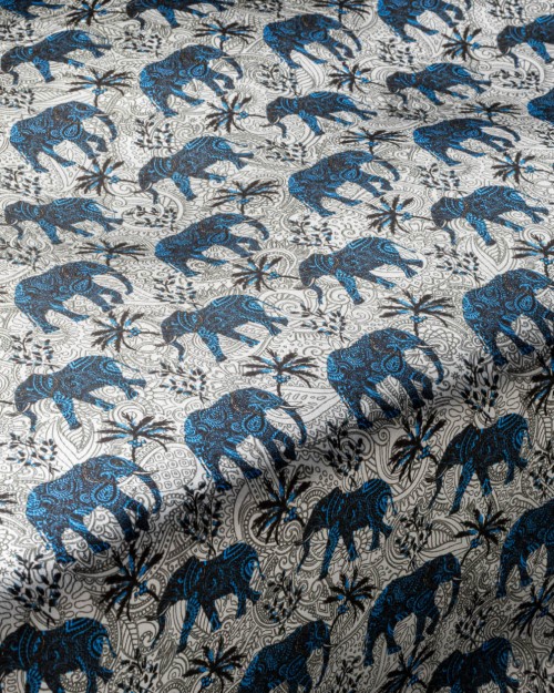 Paisley Elephants Blue/Silver (PLC-1351) Image 1