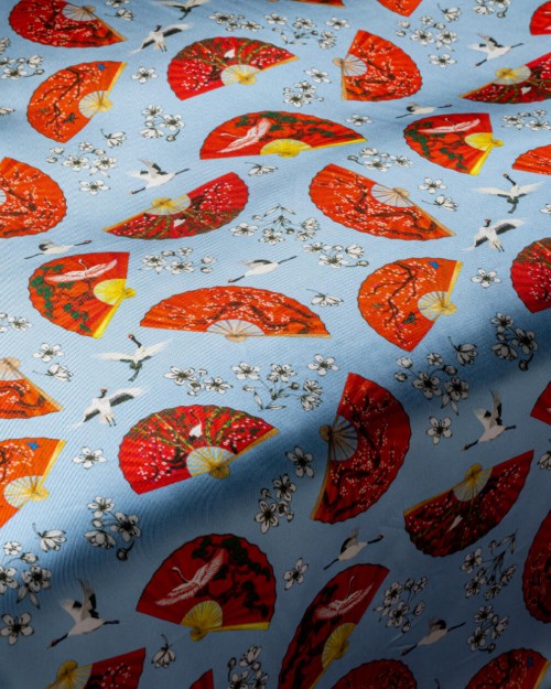 Oriental Fans Powder Blue (PLC-1289) Image 1