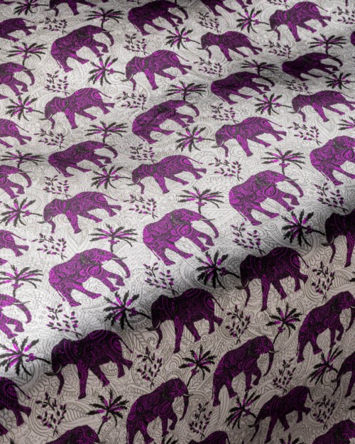 Paisley Elephants Purple/Silver (PLC-1281) Image 1