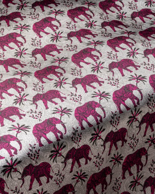 Paisley Elephants Pink/Silver (PLC-1282) Image 1